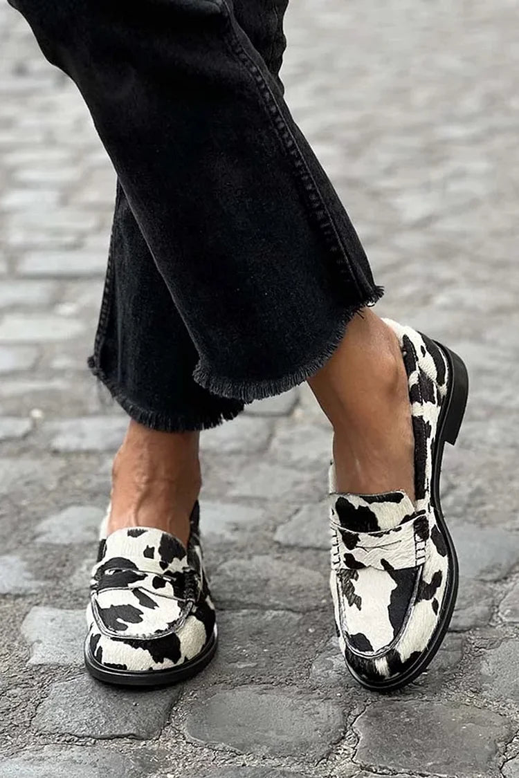 Spotted Cow Print Loafers