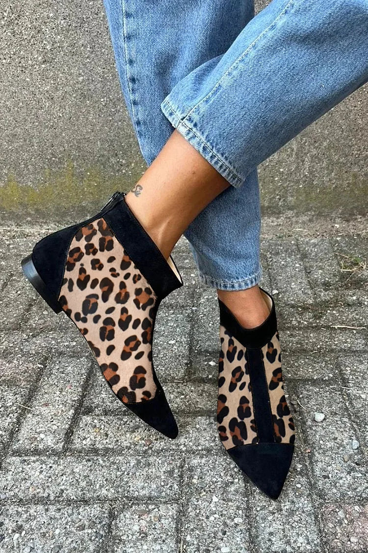 Pointed Toe Ankle Boot in Leopard Print