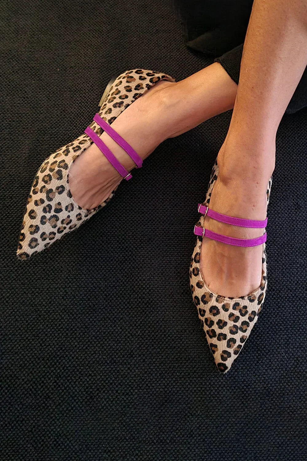 Leopard-Print Flat Sandals with Straps