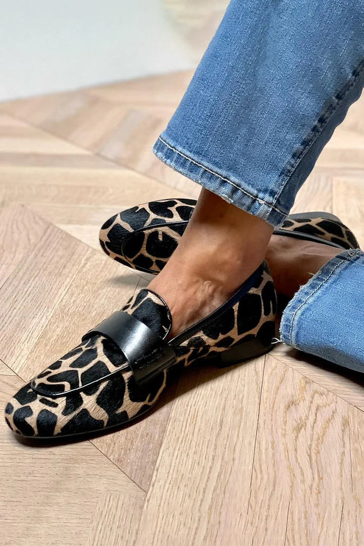 Elegant Animal Print Loafers with Chic Accents