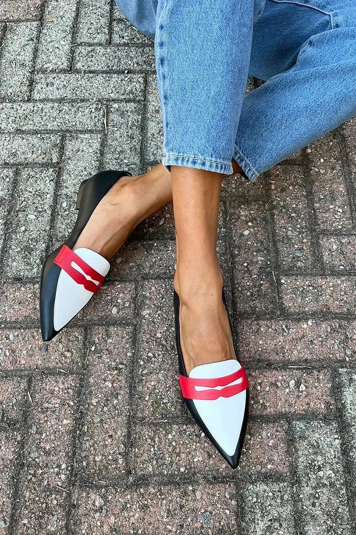 Dual-Colored Pointed Slippers