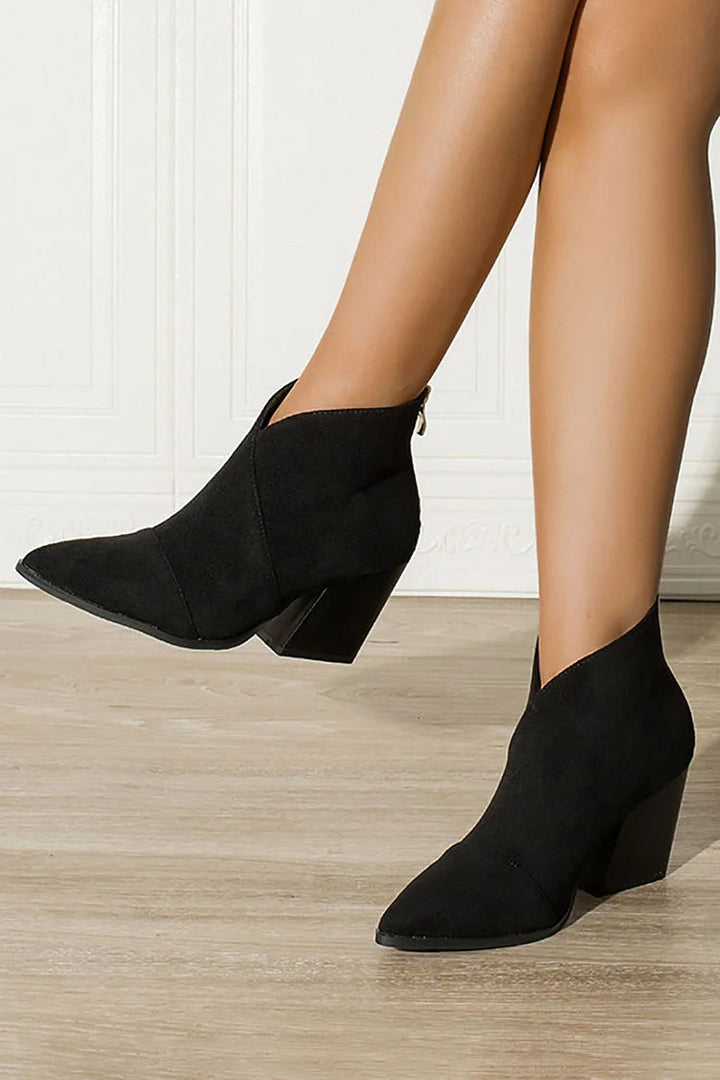Suede Effect Pointed Ankle Boots | NORTHLINE STUDIO