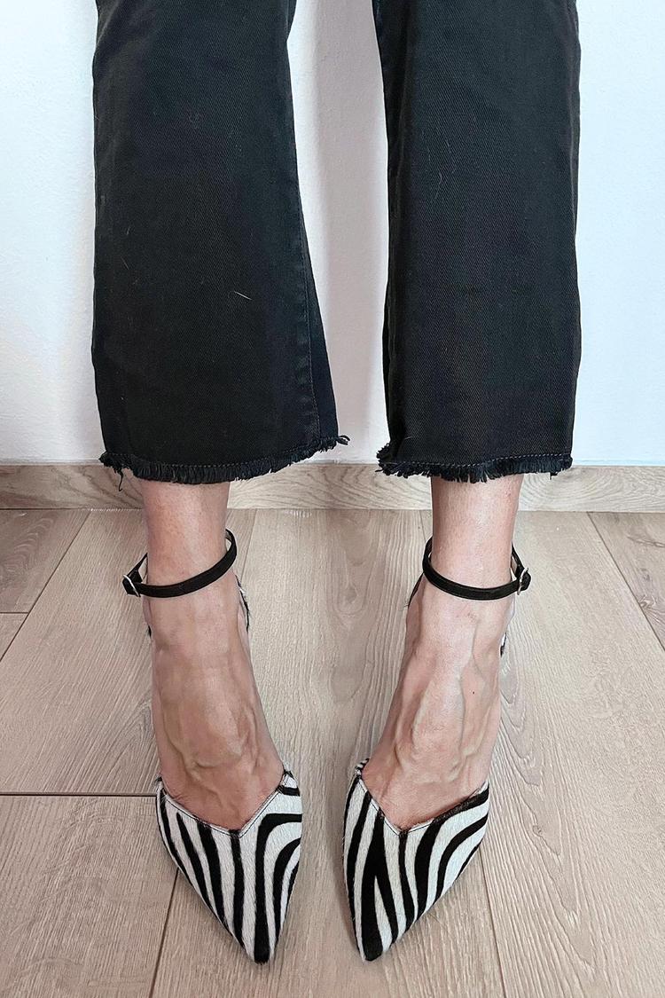 Ankle Strap Zebra Print High Heels