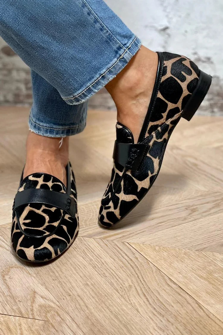 Elegant Animal Print Loafers with Chic Accents