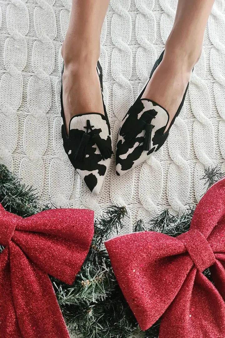 Cow Print Tassel Loafers