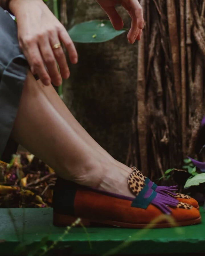 Fringed Animal Print Loafers
