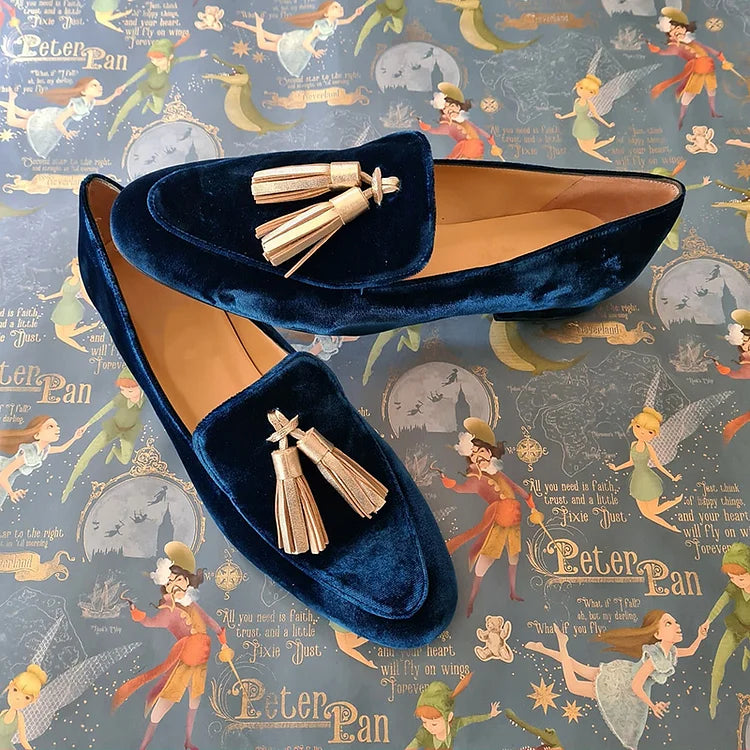 Champagne Tassel Loafers | Midnight Elegance