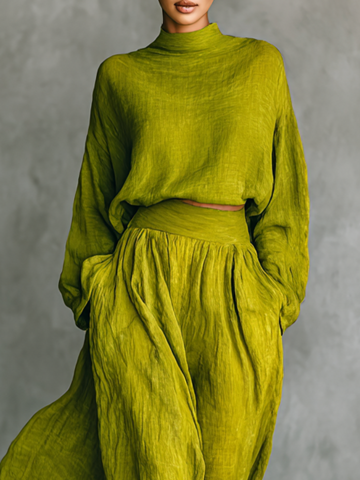 Pilar | Women's Suit in Green Made from a Cotton-Linen Blend