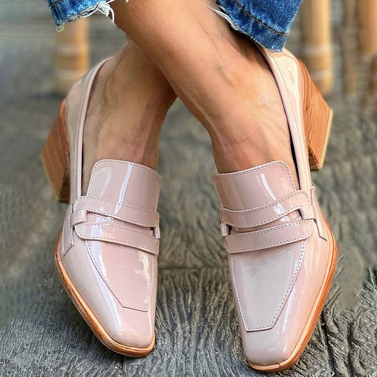 NORTHLINE STUDIO | SHINY WIDE HEEL LOAFERS