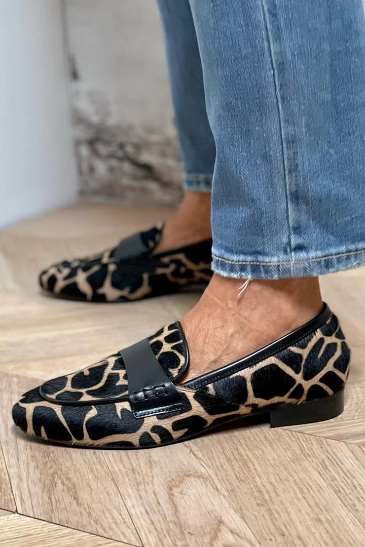 Elegant Animal Print Loafers with Chic Accents