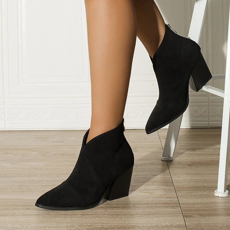 Suede Effect Pointed Ankle Boots | NORTHLINE STUDIO