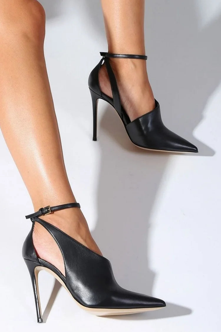 FLAVIA | POINTED COURT SHOES WITH ANKLE STRAP