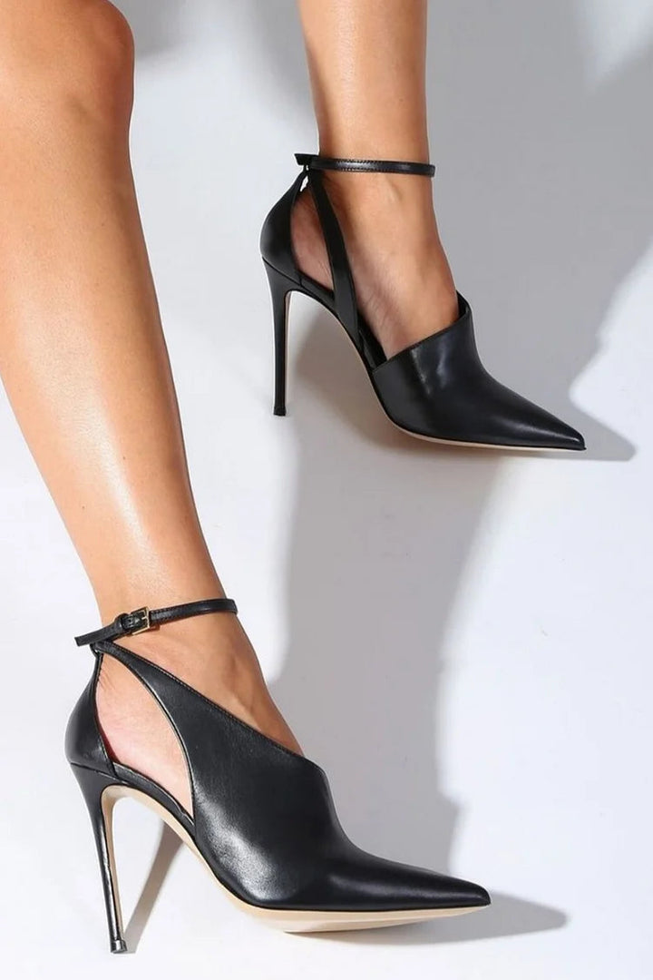 FLAVIA | POINTED COURT SHOES WITH ANKLE STRAP