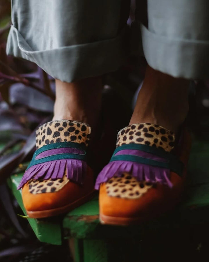Fringed Animal Print Loafers