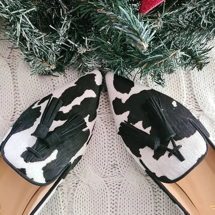 Cow Print Tassel Loafers