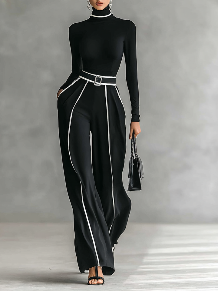 Lola | Two-Piece Set with Long-Sleeved Top and High Collar