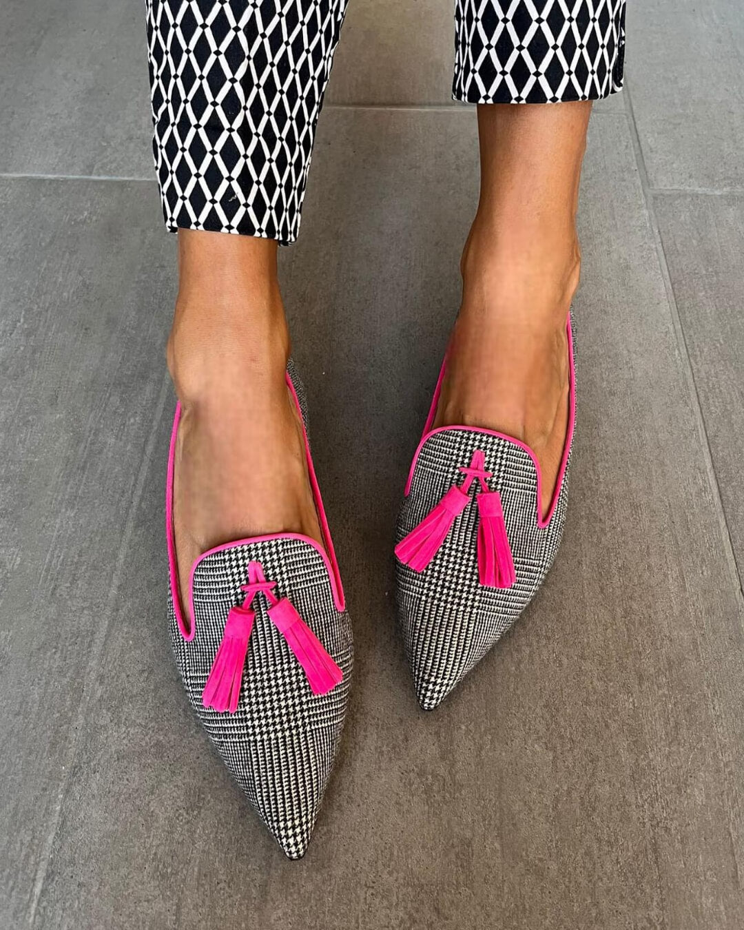 Pointed Loafers with Neon Fringes
