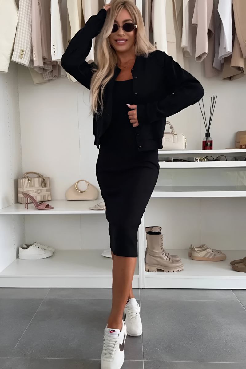 Elise™ | Elegant Midi Dress & Cardigan