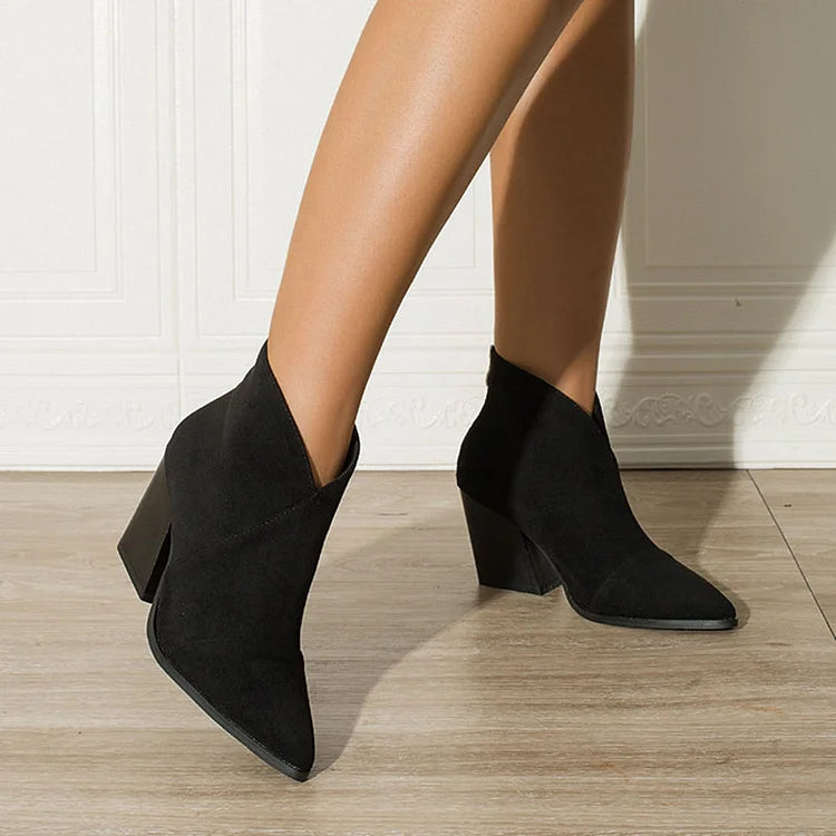 Suede Effect Pointed Ankle Boots | NORTHLINE STUDIO