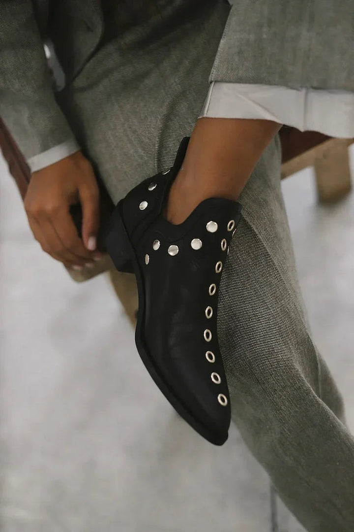 Studded Pointed-Toe Ankle Boot