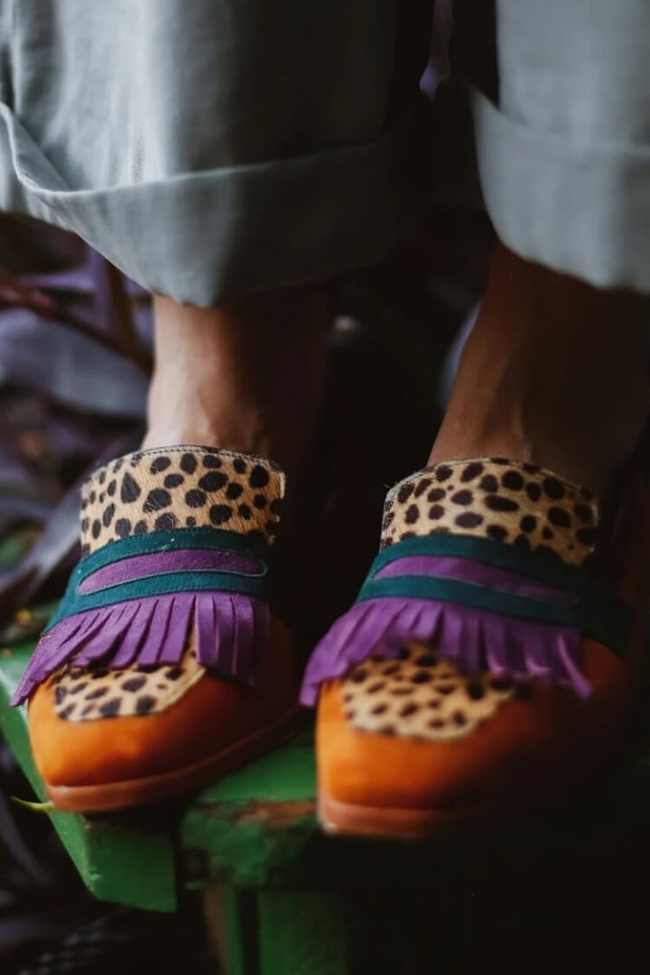 Fringed Animal Print Loafers