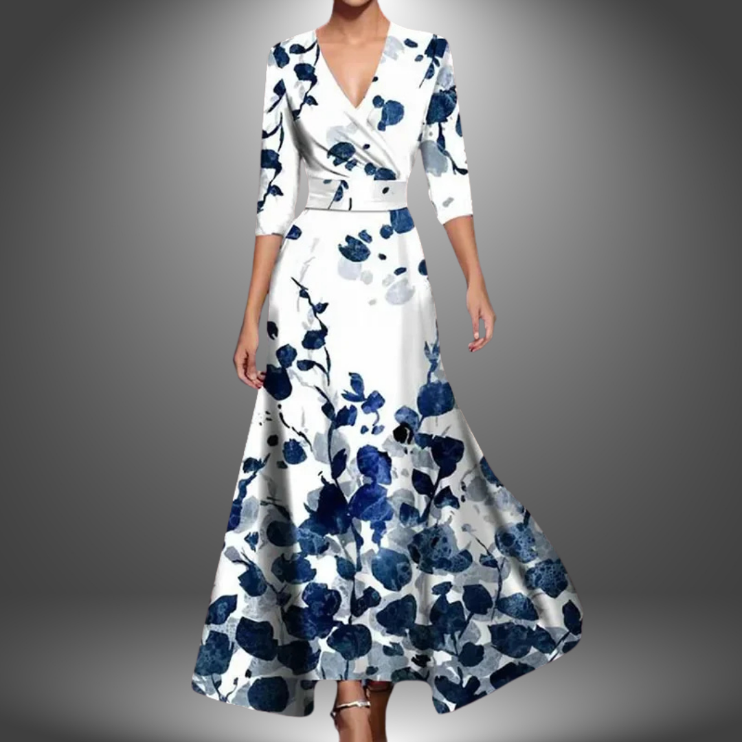 Orla Fiona | Flattering V-Neck Half Sleeve Boho Maxi Dress.