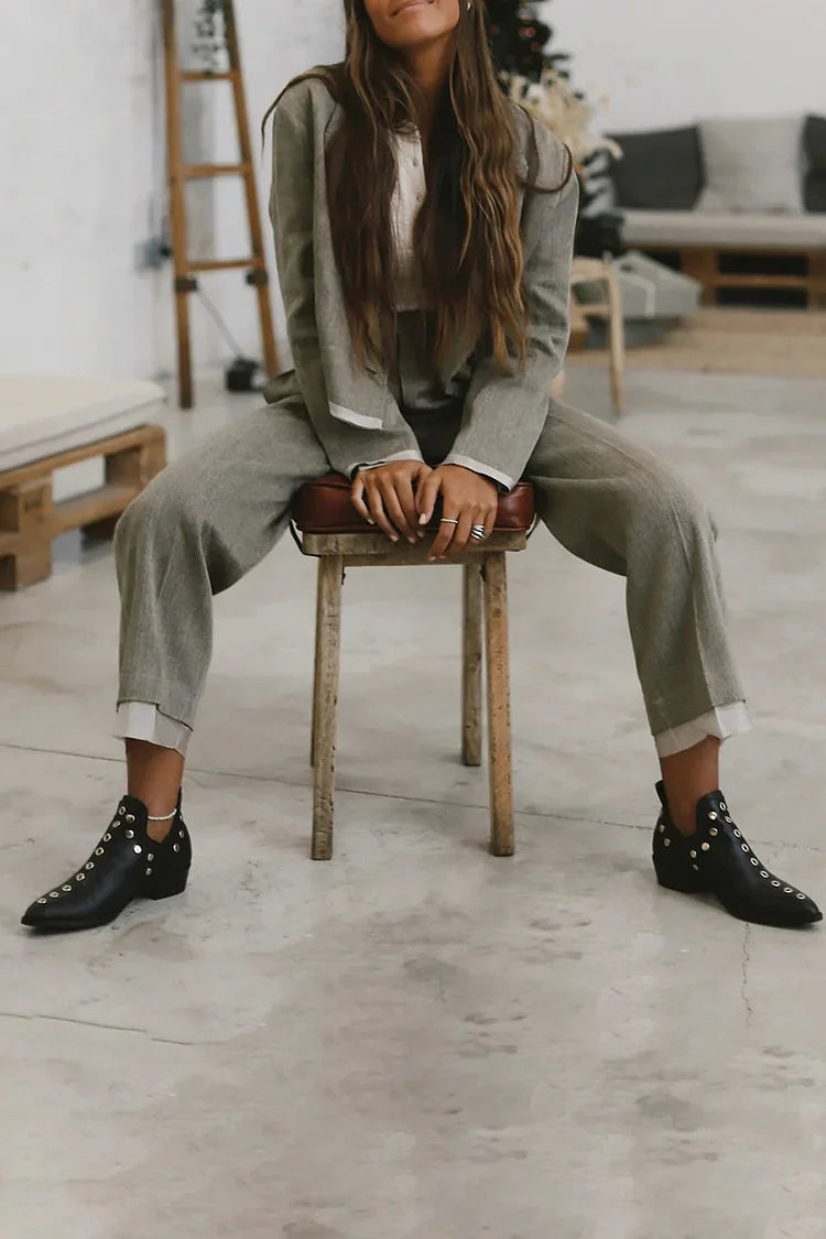 Studded Pointed-Toe Ankle Boot