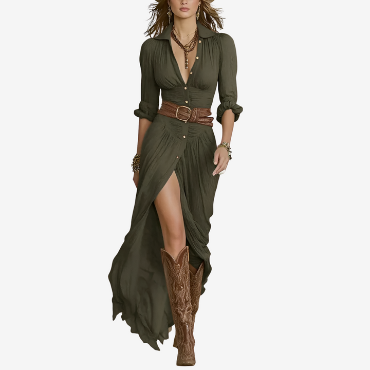 Eve™ Maxi Fluid Belted Dress