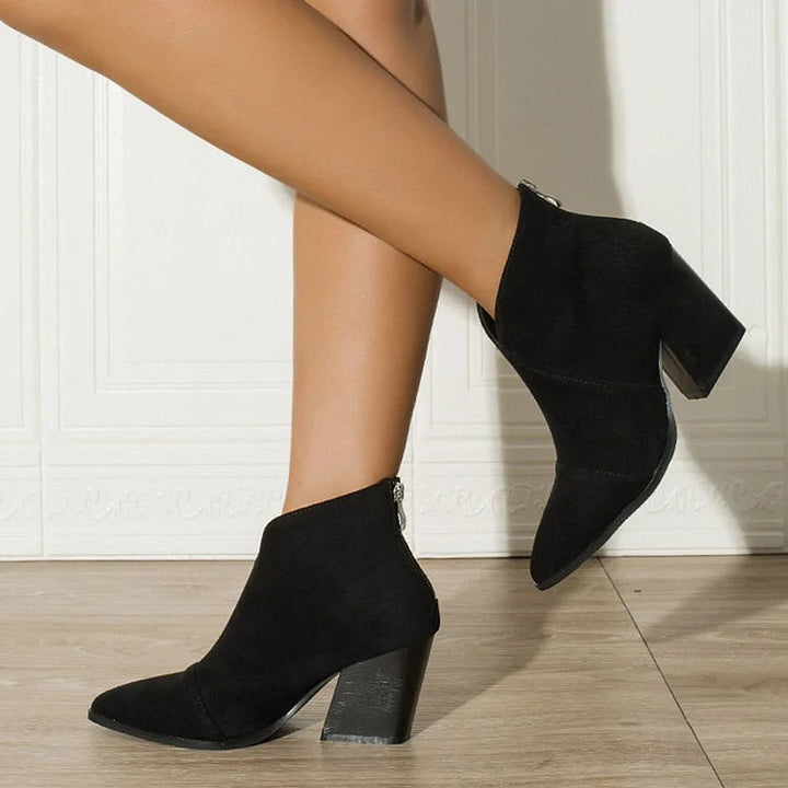 Suede Effect Pointed Ankle Boots | NORTHLINE STUDIO