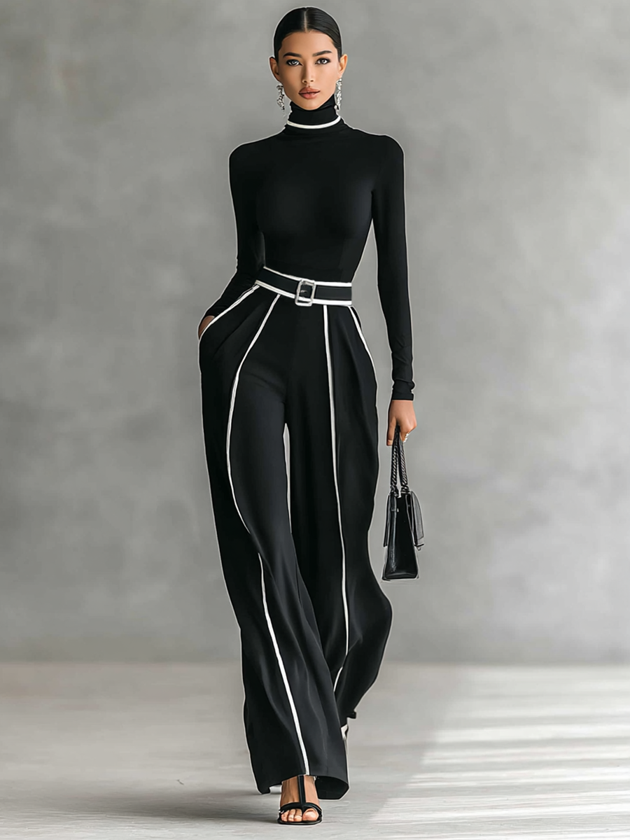 Lola | Two-Piece Set with Long-Sleeved Top and High Collar