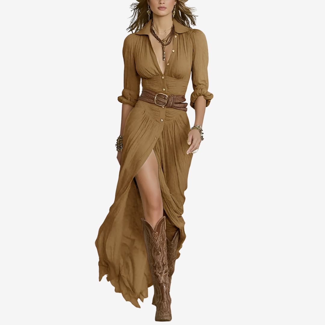 Eve™ Maxi Fluid Belted Dress