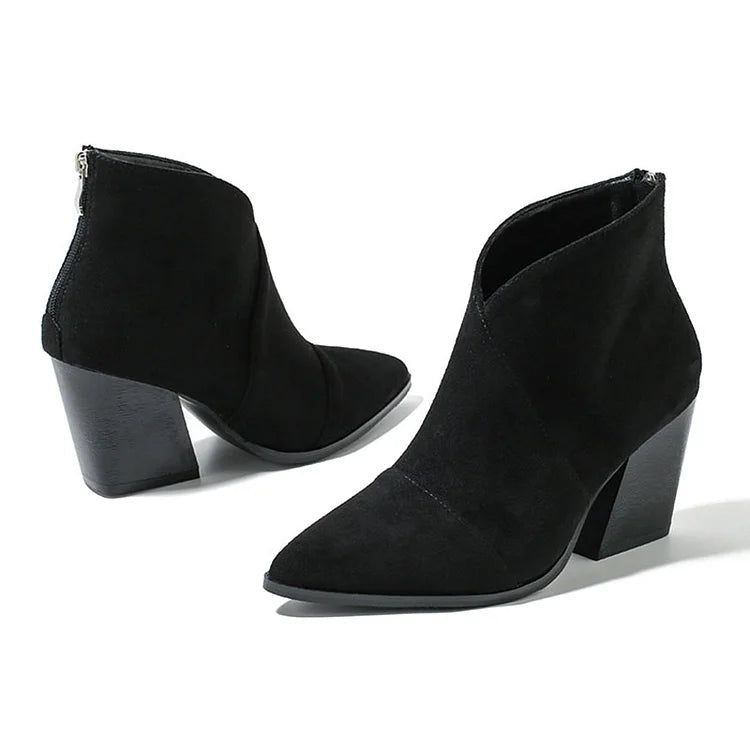 Suede Effect Pointed Ankle Boots | NORTHLINE STUDIO