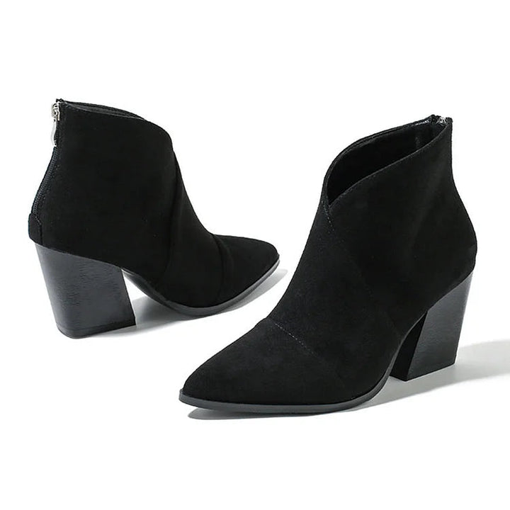 Suede Effect Pointed Ankle Boots | NORTHLINE STUDIO