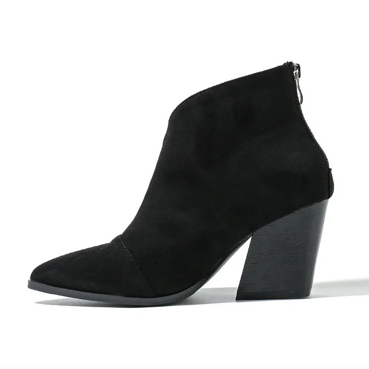 Suede Effect Pointed Ankle Boots | NORTHLINE STUDIO