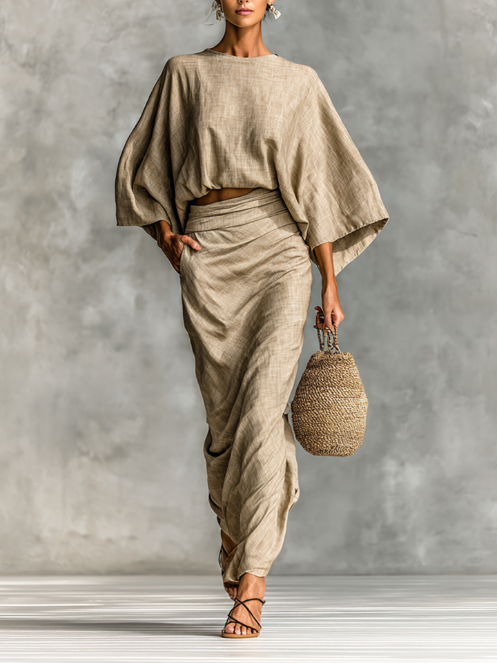 Cristina | Two-Piece Long Sleeve Clothing Set Made from Cotton and Linen