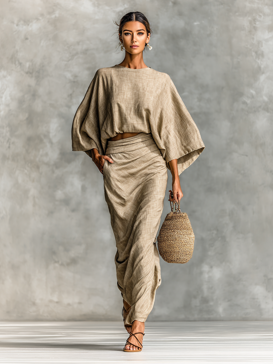Cristina | Two-Piece Long Sleeve Clothing Set Made from Cotton and Linen