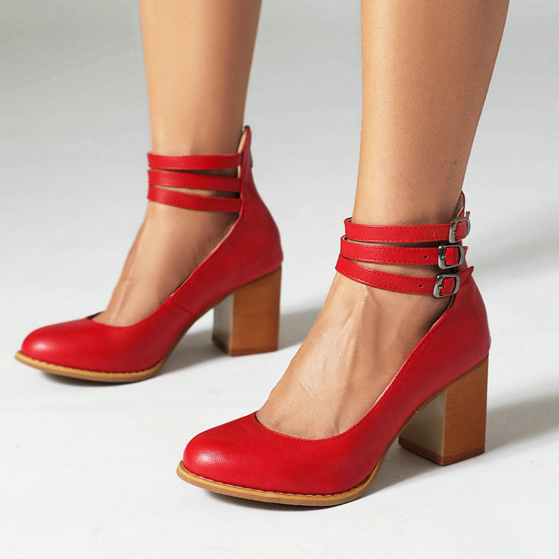 Caa™ | Sleek Elegant Sandals with Ankle Strap and Chunky Heel for a Sophisticated Look