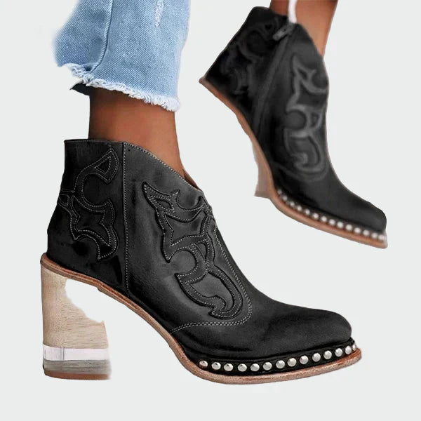 Noa | Embroidered Leather Boots