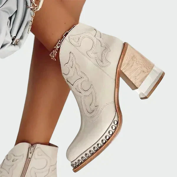 Noa | Embroidered Leather Boots
