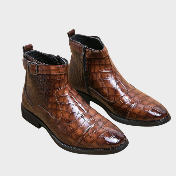 Dylan | Synthetic Leather Ankle Boots with Buckle