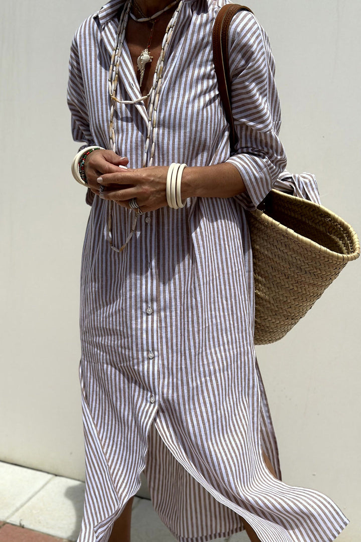 Orla Fiona | Timeless Striped Shirt Dress With Elegant Comfort