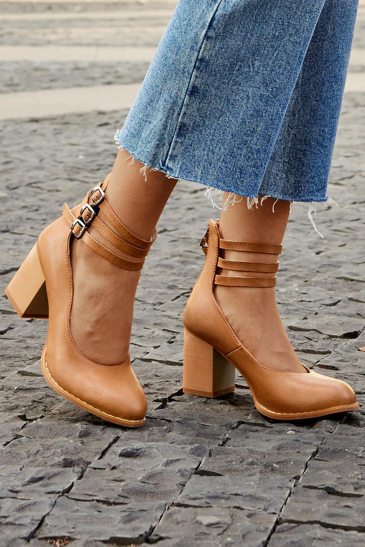 Caa™ | Sleek Elegant Sandals with Ankle Strap and Chunky Heel for a Sophisticated Look