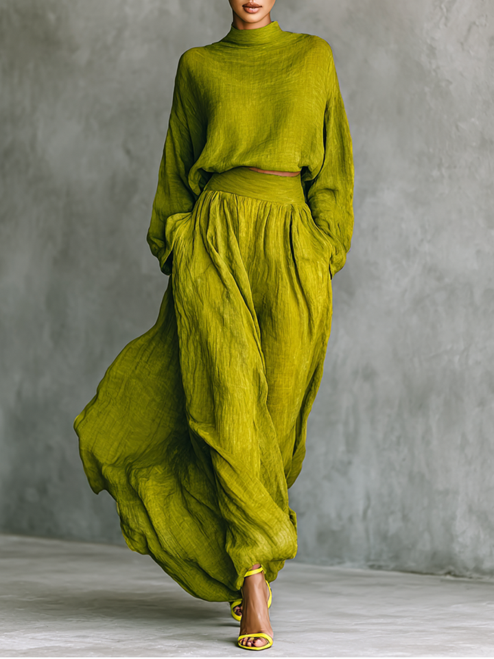 Pilar | Women's Suit in Green Made from a Cotton-Linen Blend