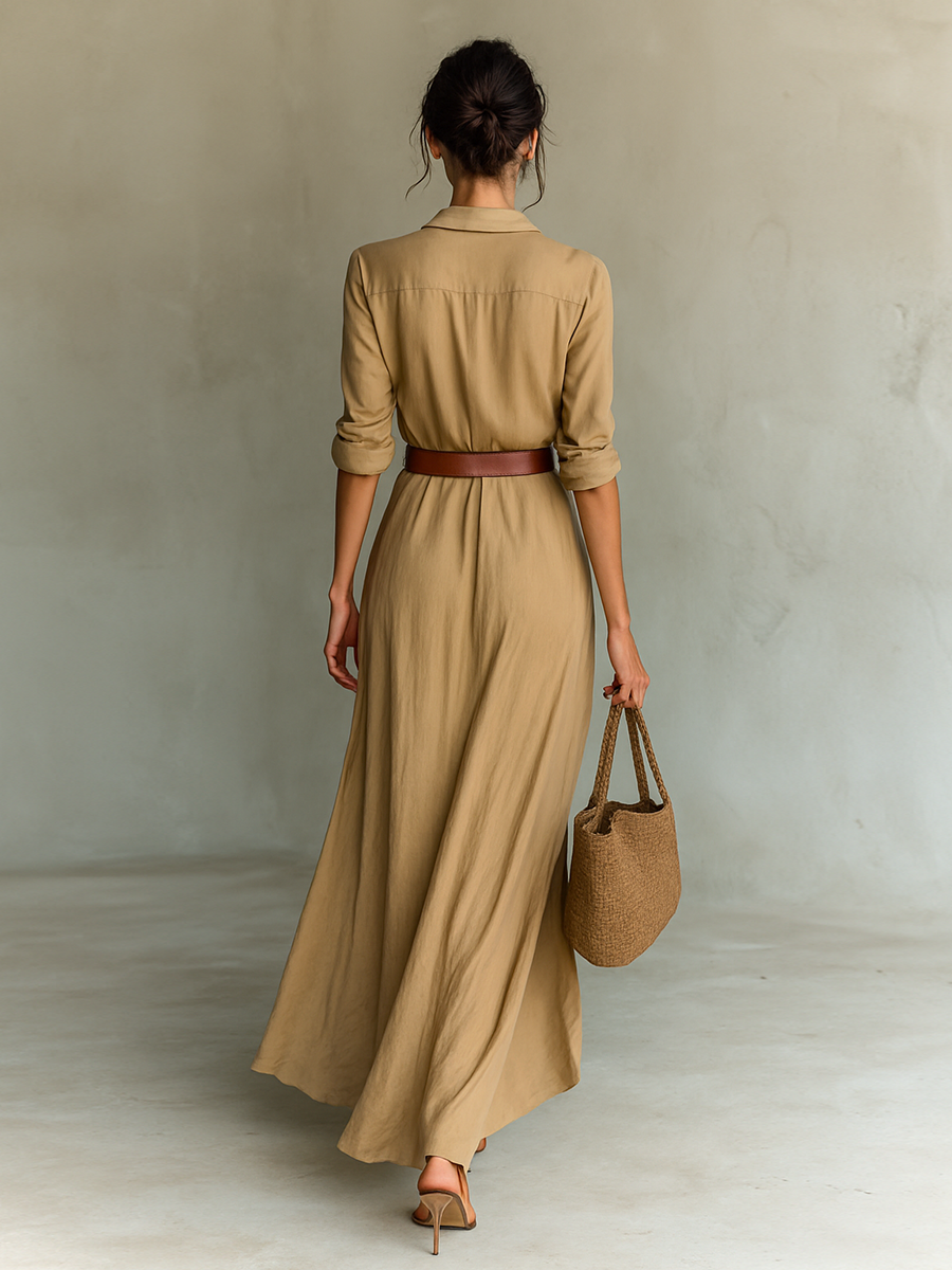 Nuria | Maxi Dress with Reversed Collar