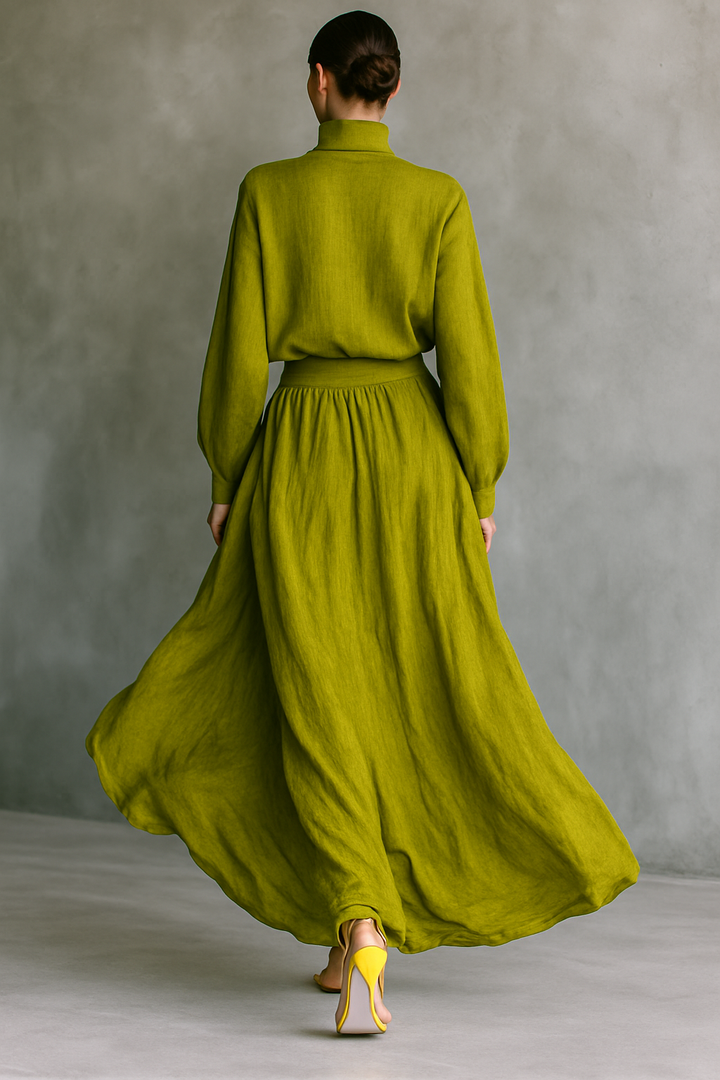 Pilar | Women's Suit in Green Made from a Cotton-Linen Blend