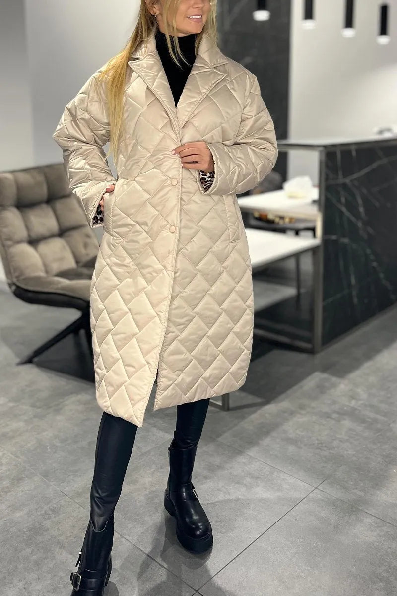 Mika™ – Reversible Coat with Quilting and Leopard Lining