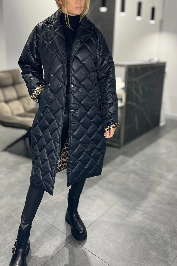 Mika™ – Reversible Coat with Quilting and Leopard Lining