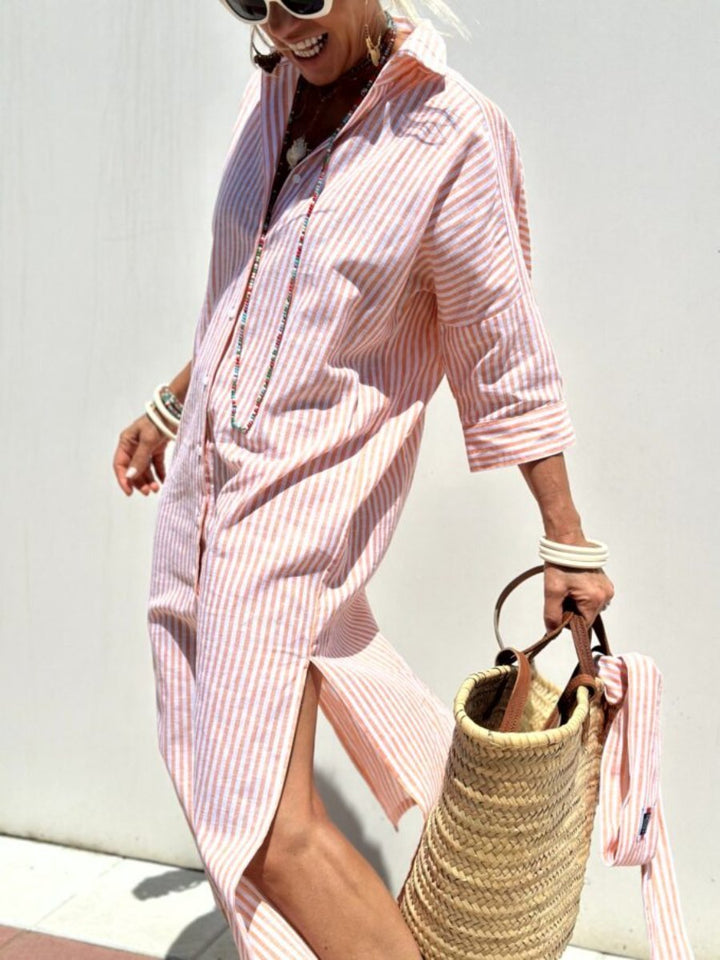 Leviana™ | Classic Striped Shirt Dress