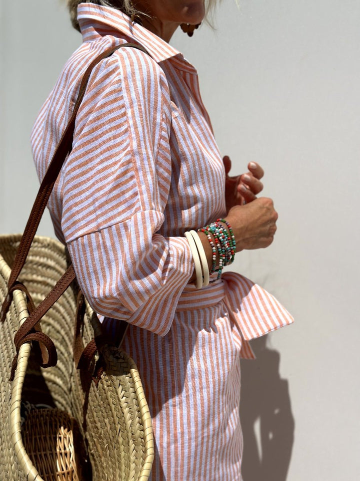 Leviana™ | Classic Striped Shirt Dress