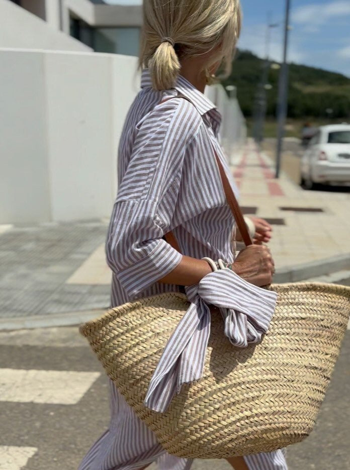 Leviana™ | Classic Striped Shirt Dress